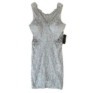 Jodi Kristopher Dress Womens Size 5 Silver Sequins Fairycore Holiday Party Glam‎